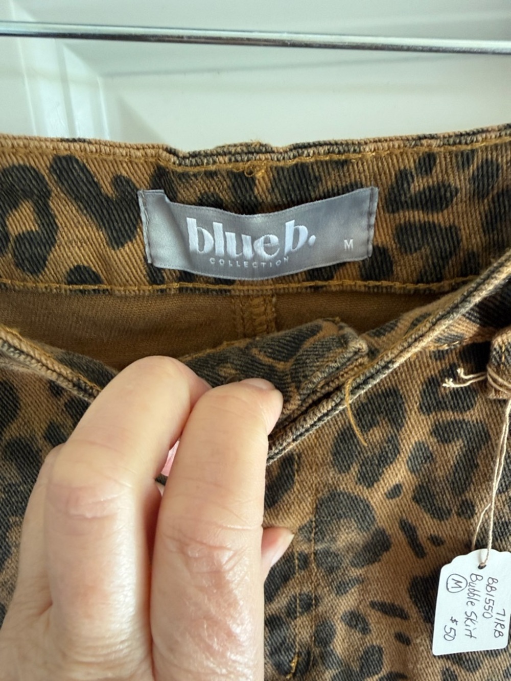 NWT blue B Leopard Print Ruffle Bubble Mini Skirt - Brown - Picture 3 of 7
